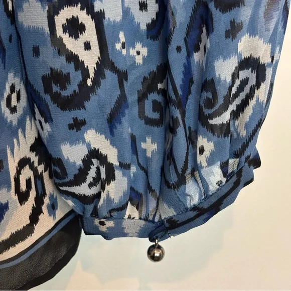 Veronica Beard Cabo Boho Paisley Silk Peplum Ladder Stitch Long Sleeve Blouse 12 - Picture 9 of 11